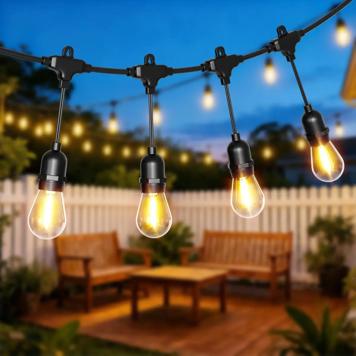 Girlanda ogrodowa świetlna łańcuch 20x LED 20m lampki ogrodowe 9W - obrazek 6