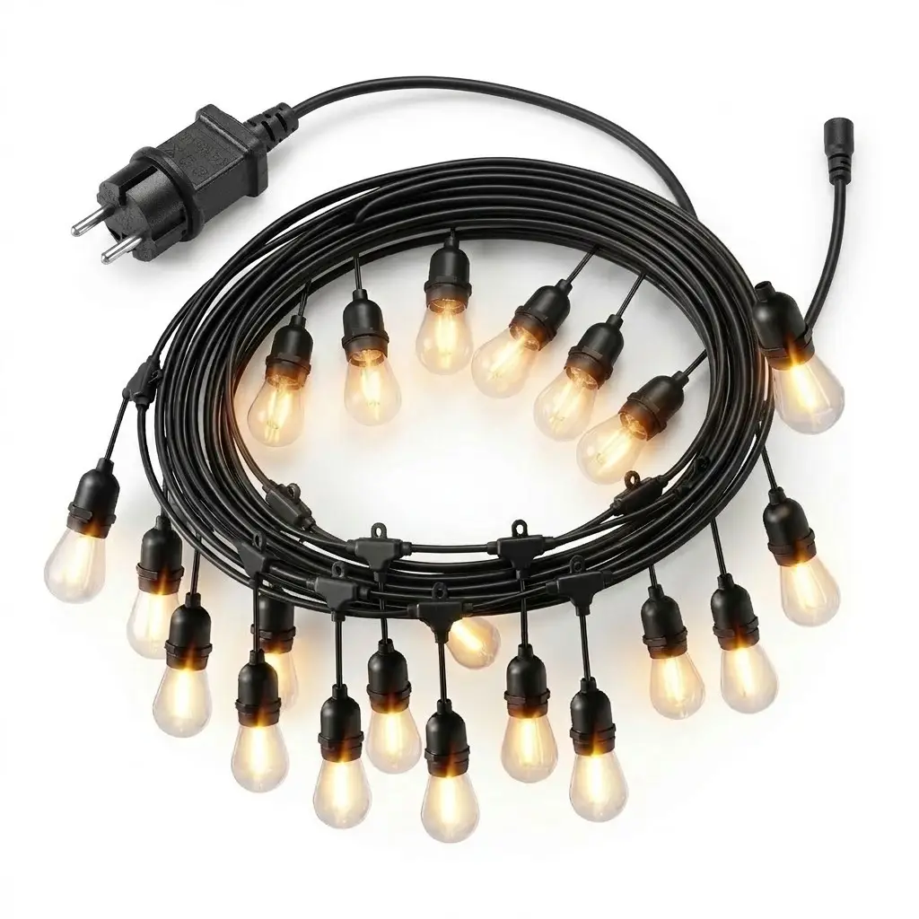 Girlanda ogrodowa świetlna łańcuch 20x LED 20m lampki ogrodowe 9W