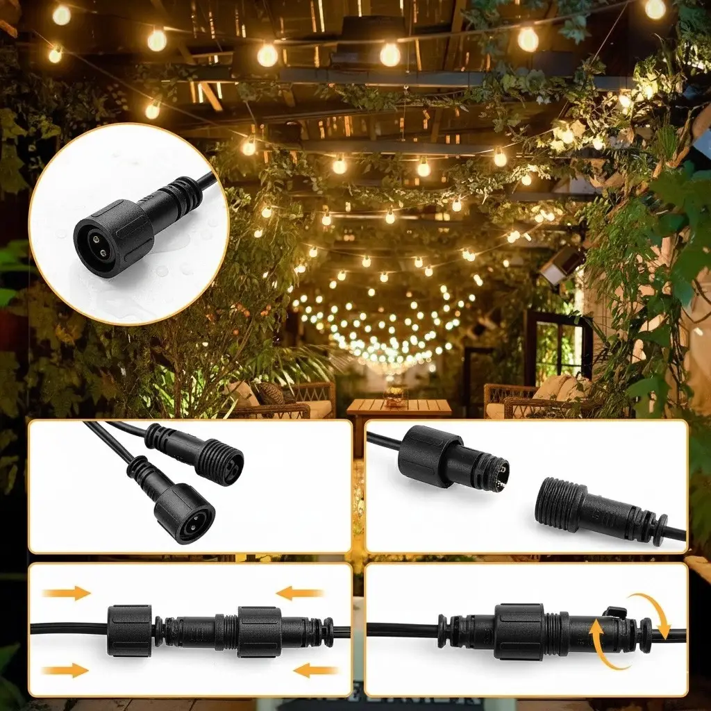Girlanda ogrodowa świetlna łańcuch 25x LED 15m 9 trybów lampki ogrodowe 9W - obrazek 5