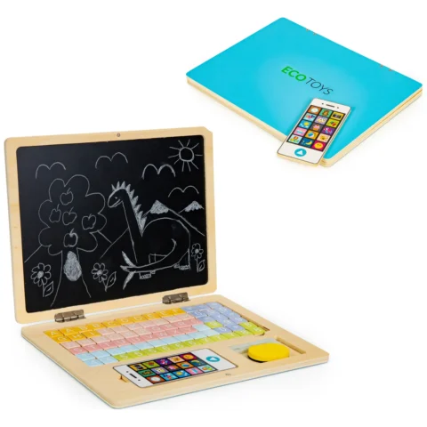 Tablica edukacyjna magnetyczna laptop litery cyfry ECOTOYS