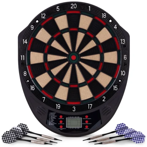 Elektroniczna tarcza do darta gry w rzutki lotki tablica LCD 41 cm 26 gier zestaw 6 rzutek