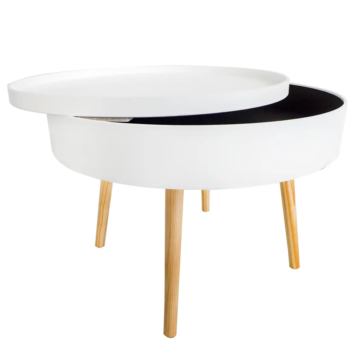 Stolik kawowy okrągły ze schowkiem 60 cm ModernHome - obrazek 2