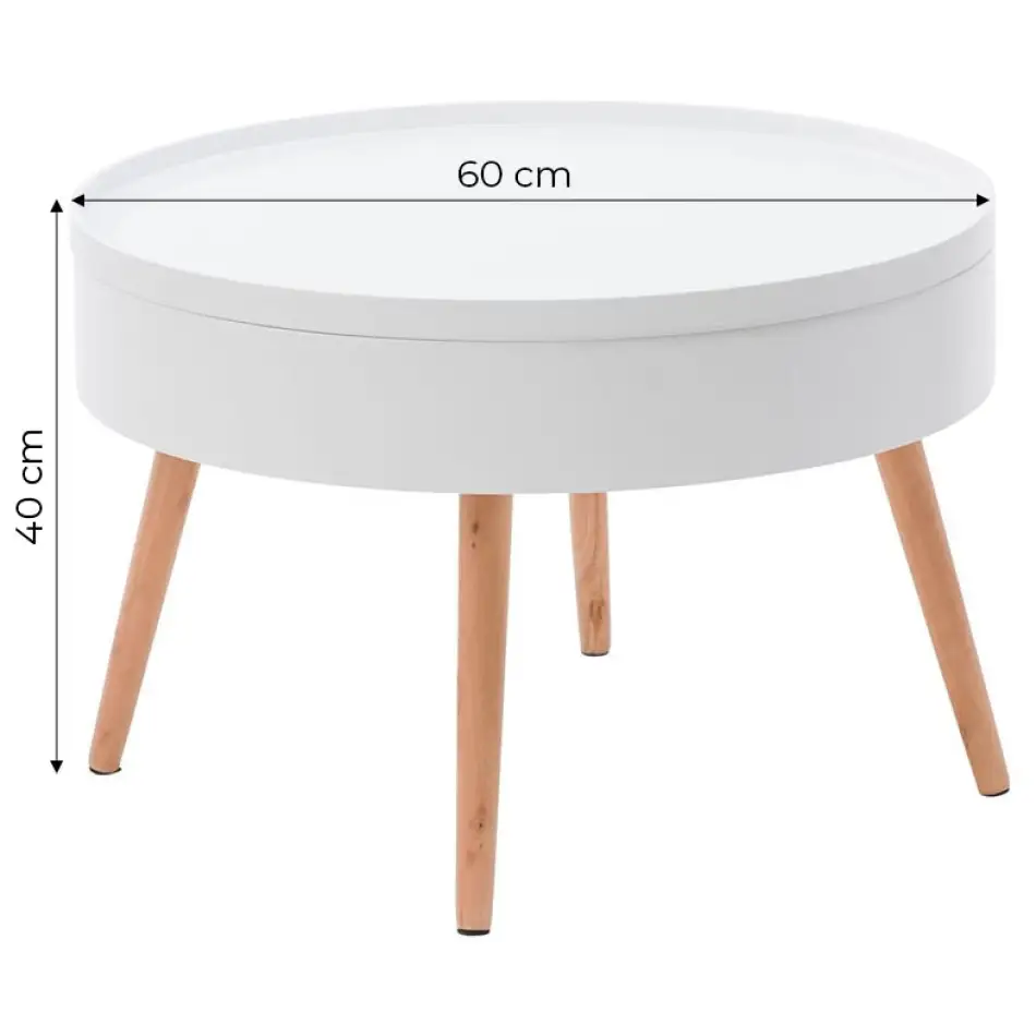 Stolik kawowy okrągły ze schowkiem 60 cm ModernHome - obrazek 5