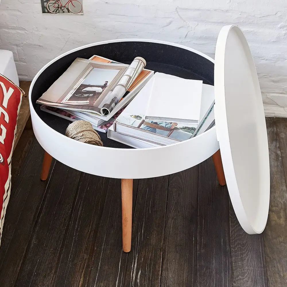Stolik kawowy okrągły ze schowkiem 60 cm ModernHome - obrazek 6