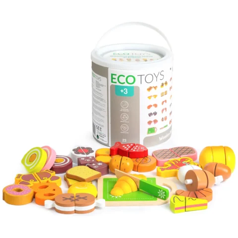 Drewniane jedzenie do krojenia 23 sztuki ECOTOYS
