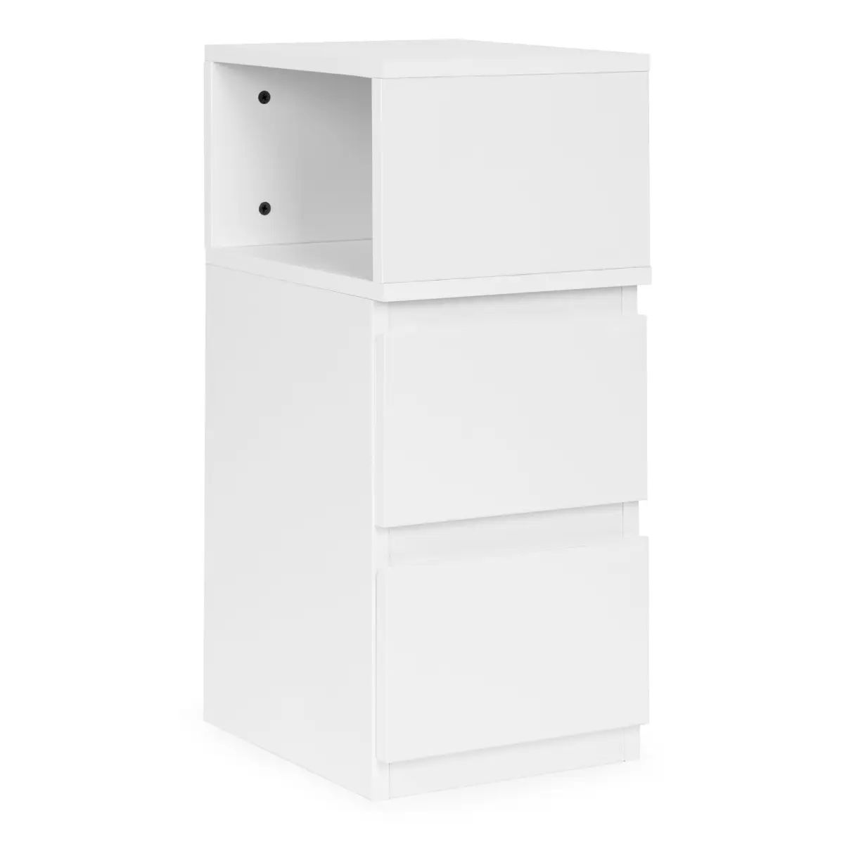 Szafka nocna z oświetleniem LED stolik do sypialni 2 szuflady biała ModernHome - obrazek 5