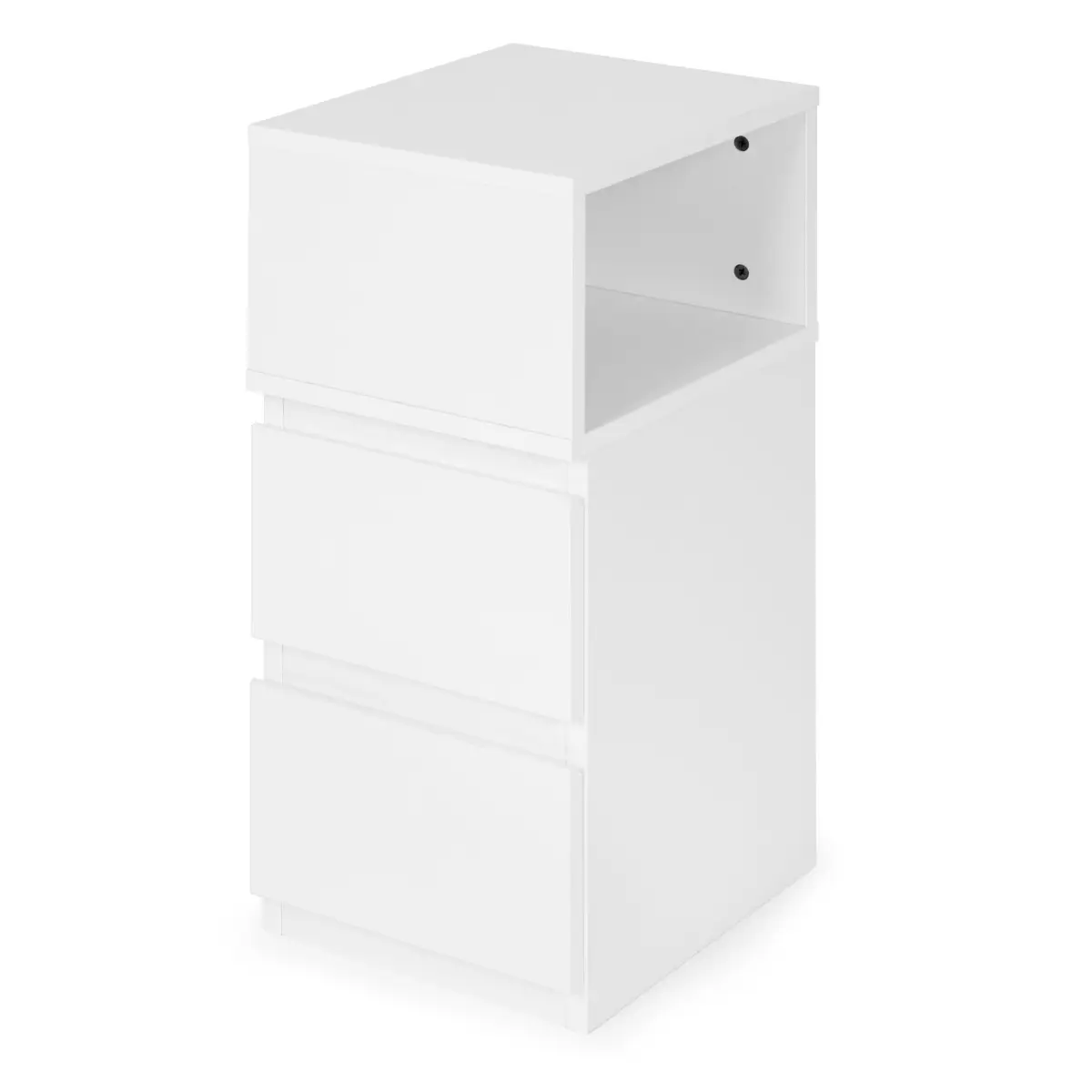 Szafka nocna z oświetleniem LED stolik do sypialni 2 szuflady biała ModernHome - obrazek 6