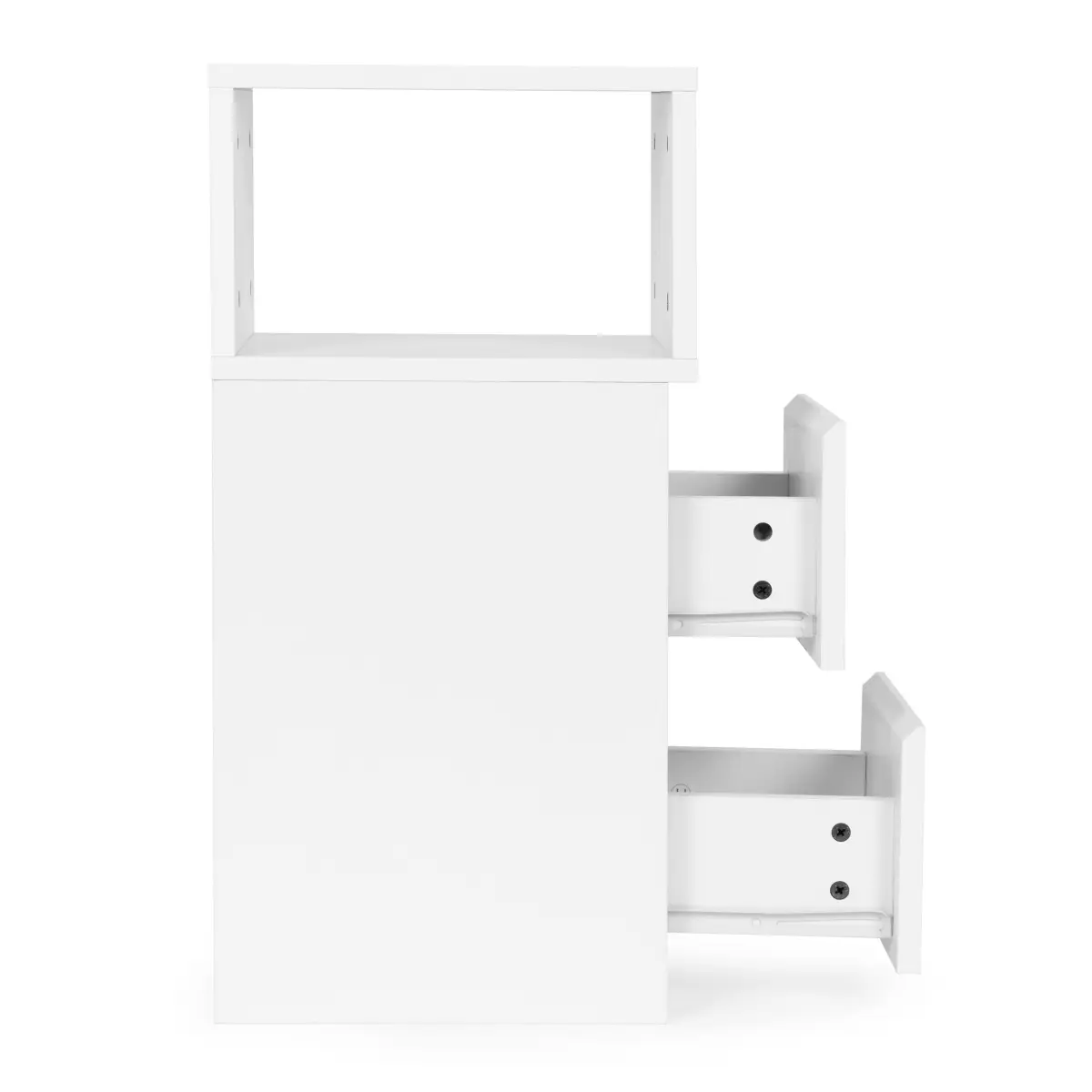 Szafka nocna z oświetleniem LED stolik do sypialni 2 szuflady biała ModernHome - obrazek 7