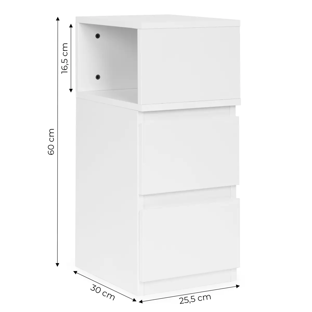 Szafka nocna z oświetleniem LED stolik do sypialni 2 szuflady biała ModernHome - obrazek 10