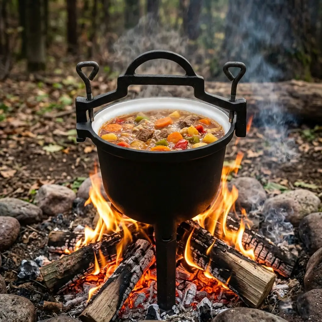 Kociołek żeliwny emaliowany 10L stojący garnek myśliwski ognisko grill MultiGarden - obrazek 2