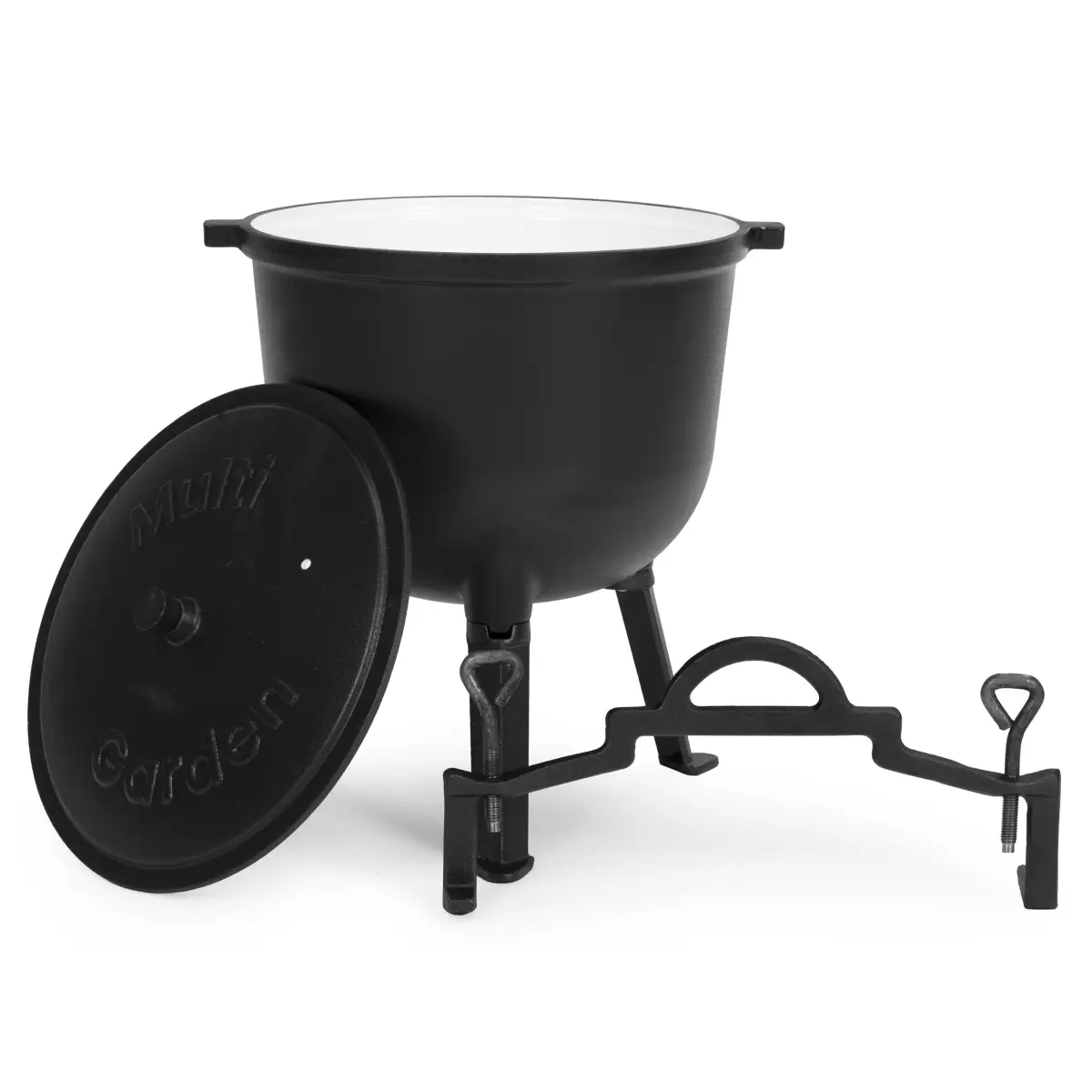 Kociołek żeliwny emaliowany 10L stojący garnek myśliwski ognisko grill MultiGarden - obrazek 4