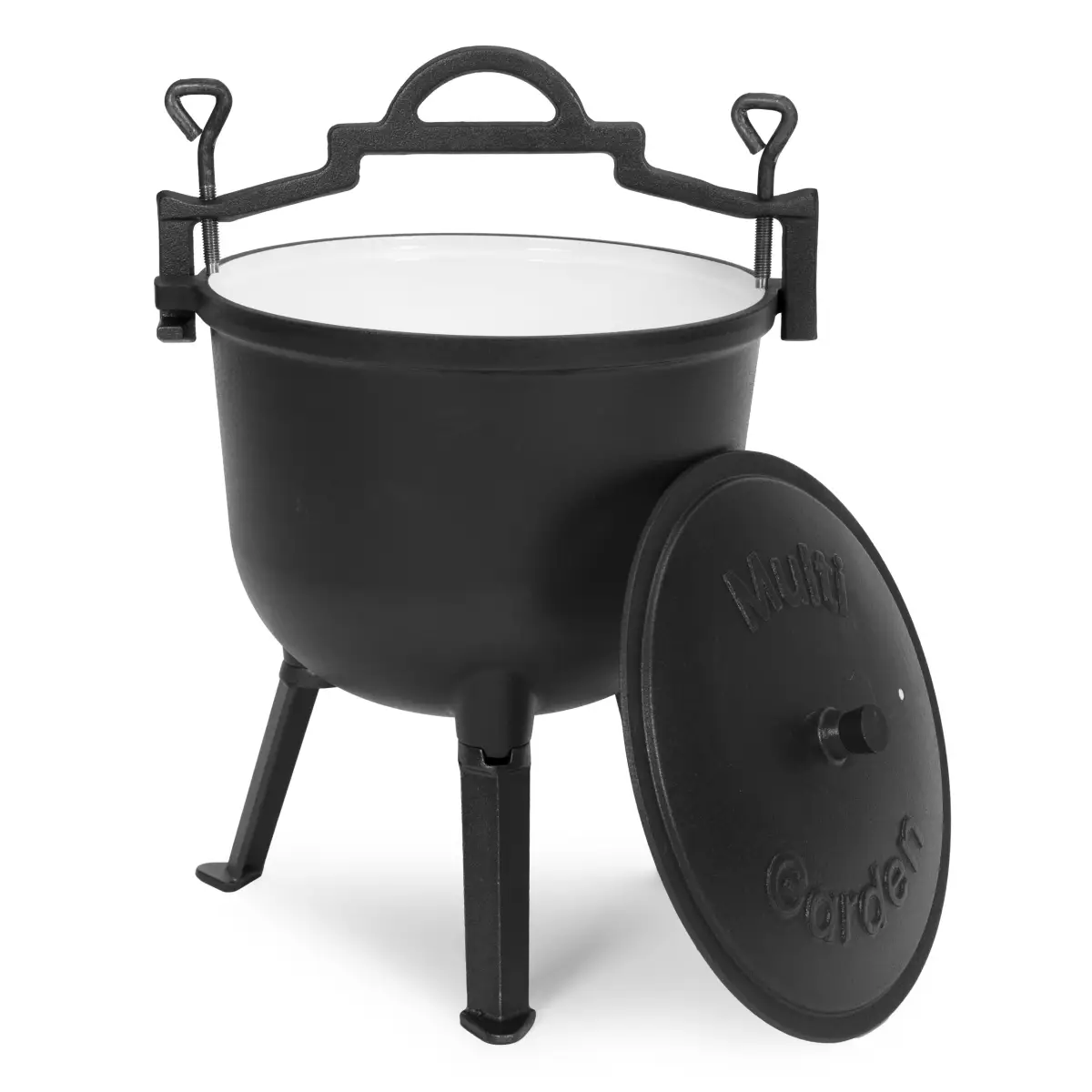 Kociołek żeliwny emaliowany 10L stojący garnek myśliwski ognisko grill MultiGarden - obrazek 5
