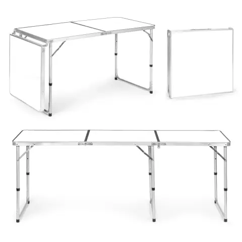 Stolik turystyczny stół składany kemping biały blat 180x60 cm MultiGarden