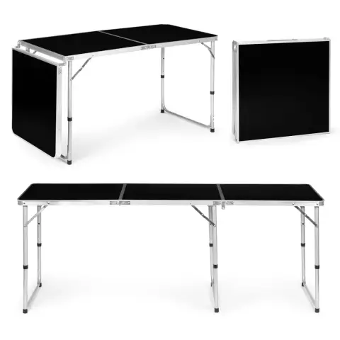 Stolik turystyczny stół składany kemping czarny blat 180x60 cm MultiGarden