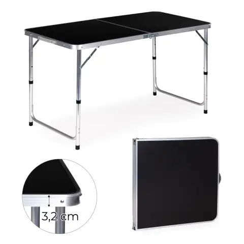 Stolik turystyczny stół składany kemping czarny blat 120x60 cm MultiGarden