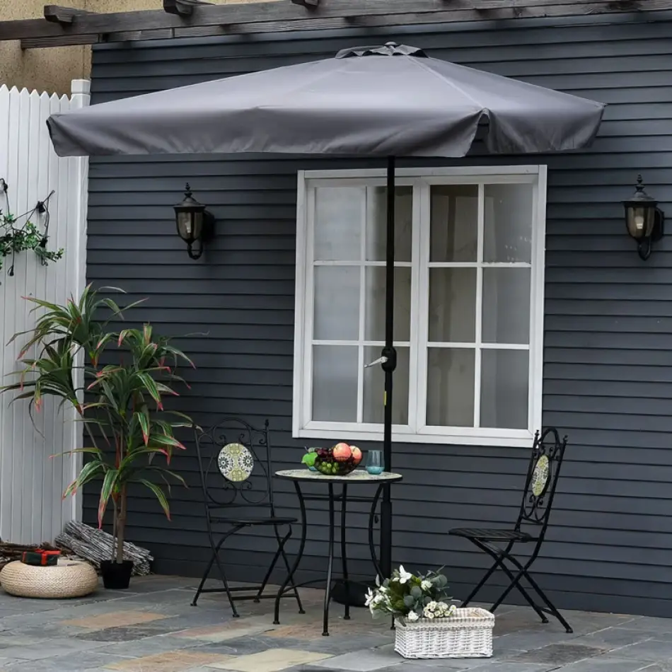 Prostokątny duży parasol ogrodowy skośny łamany z korbą szary 200x140 cm MultiGarden - obrazek 2