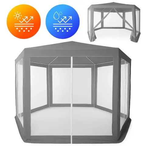 Namiot pawilon ogrodowy handlowy 2x2x2 m z moskitierą szary MultiGarden