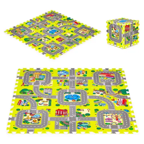 Mata piankowa dla dzieci miasto 9 elementów 90,5x90,5 cm IPLAY