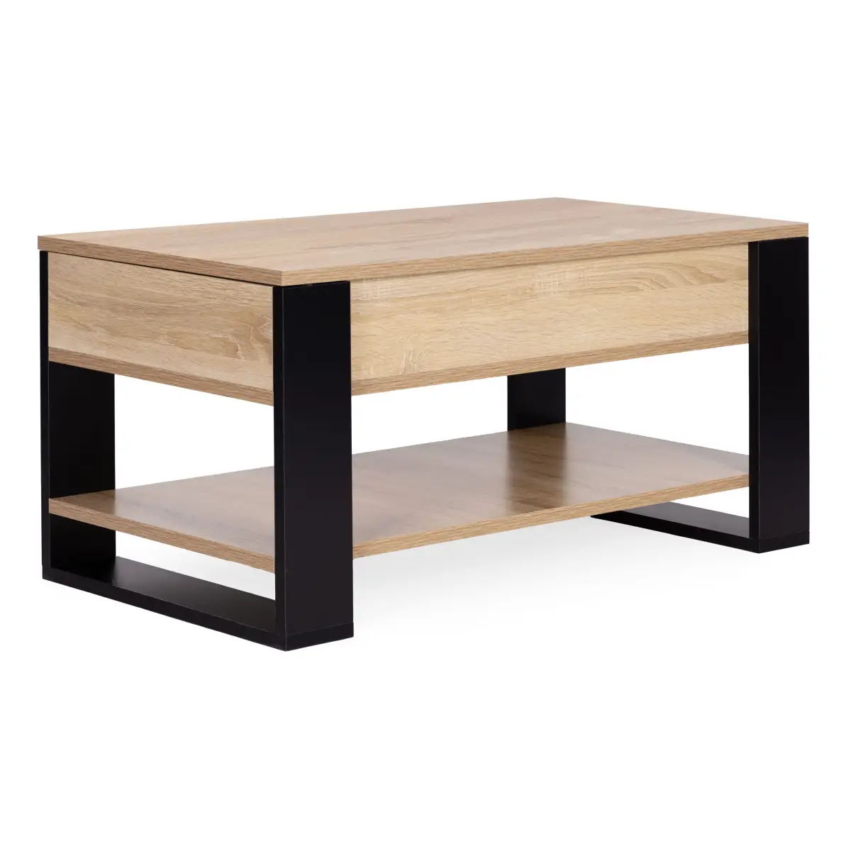 Stolik kawowy rozkładany blat podnoszony 90 cm schowek półka dąb sonoma ModernHome - obrazek 5