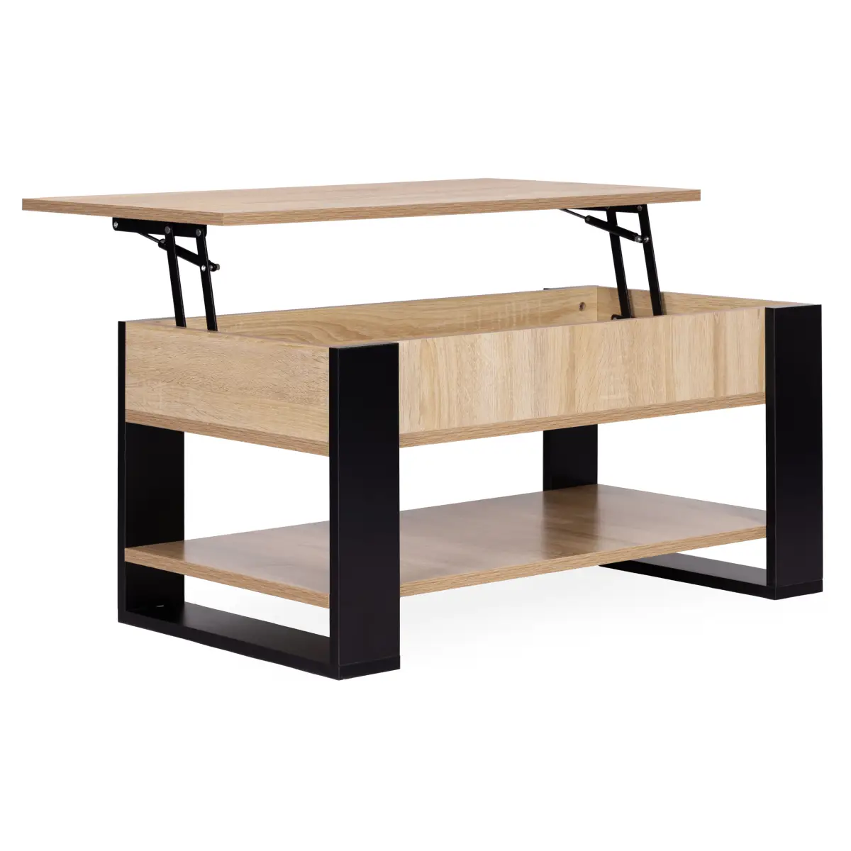 Stolik kawowy rozkładany blat podnoszony 90 cm schowek półka dąb sonoma ModernHome - obrazek 6