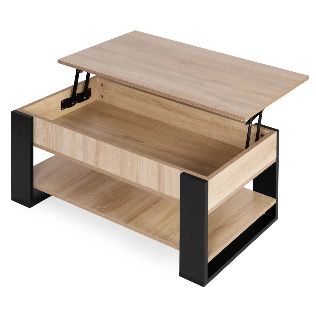 Stolik kawowy rozkładany blat podnoszony 90 cm schowek półka dąb sonoma ModernHome - obrazek 7