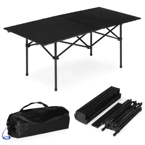 Stolik turystyczny składany 120x55 cm kempingowy z torbą czarny MultiGarden