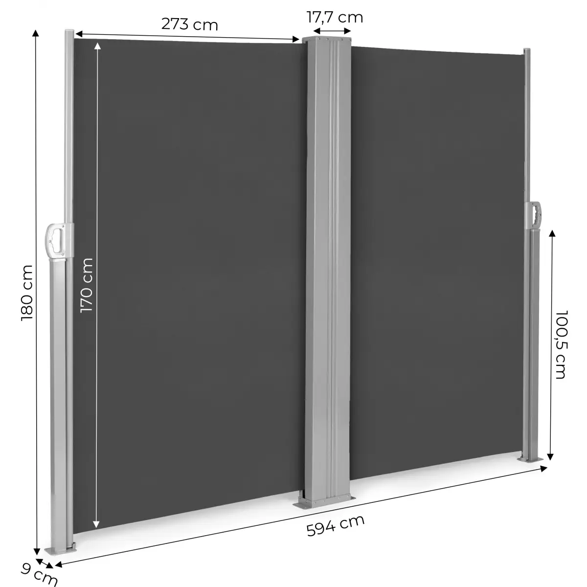 Podwójna markiza 300x300x180 cm przeciwsłoneczna boczna parawan roleta antracyt MultiGarden - obrazek 10