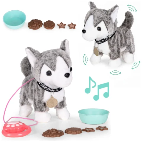 Interaktywny piesek na smyczy husky chodzi i merda ogonem melodyjki