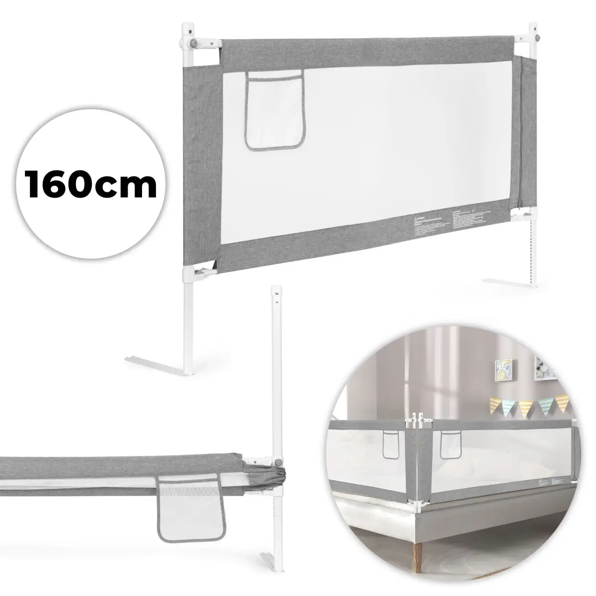 Barierka ochronna na łóżko 160 cm osłona zabezpieczenie dla dzieci ECOTOYS