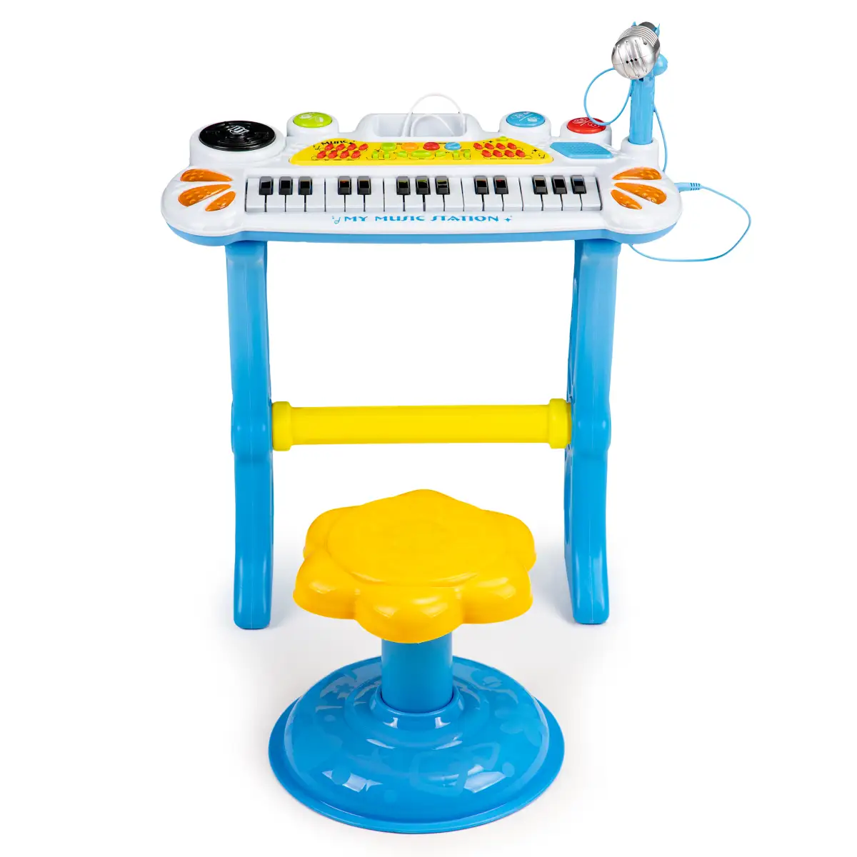 Keyboard organki pianinko z mikrofonem mp3 niebieskie - obrazek 2