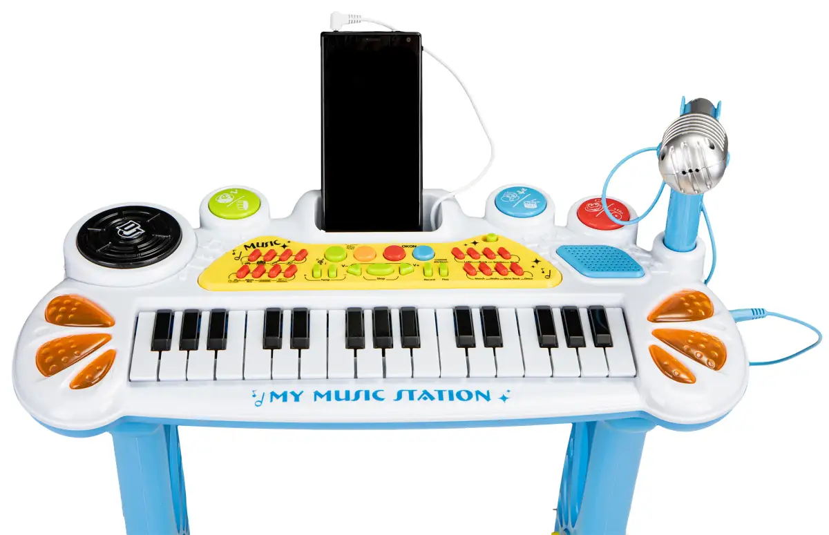 Keyboard organki pianinko z mikrofonem mp3 niebieskie - obrazek 3