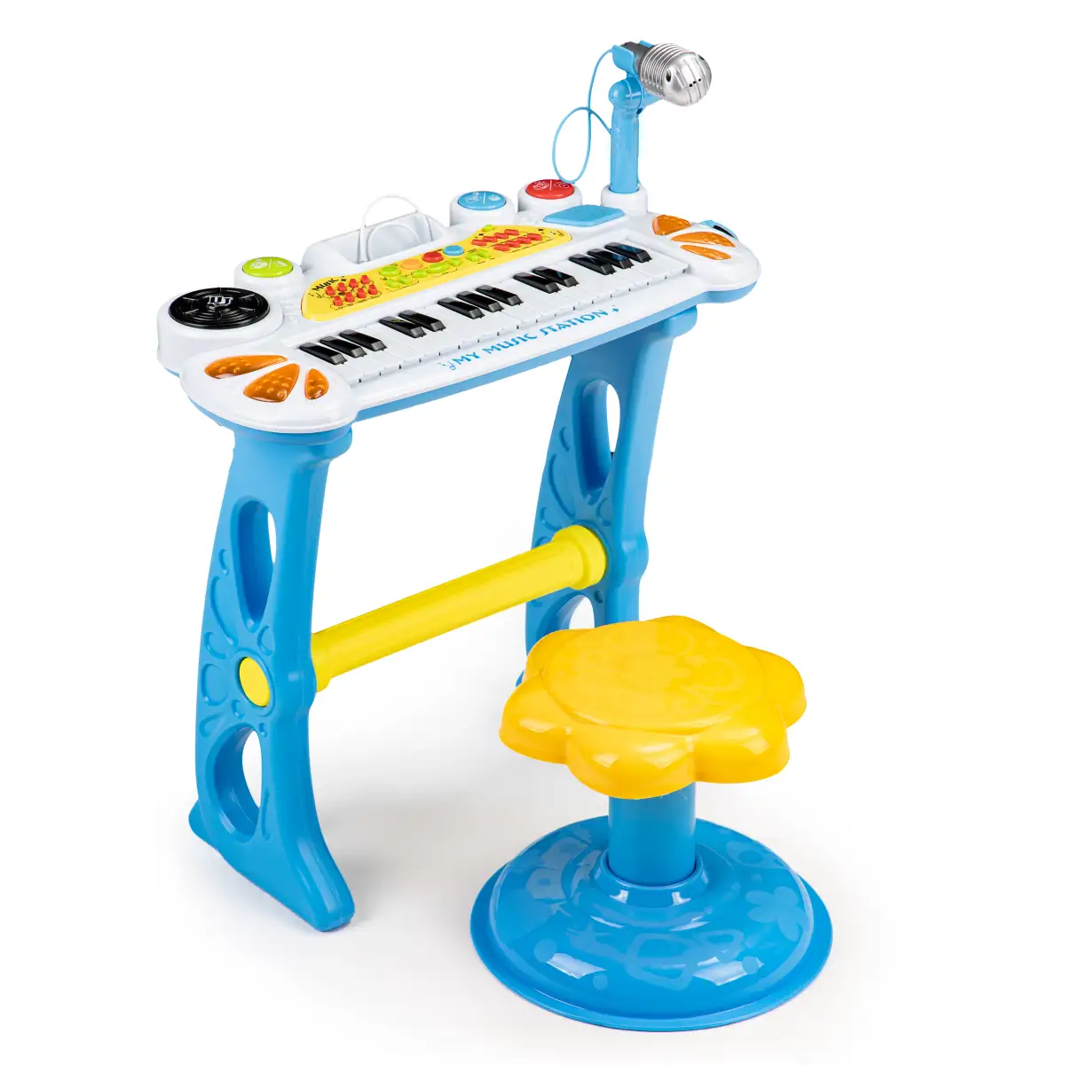 Keyboard organki pianinko z mikrofonem mp3 niebieskie - obrazek 4