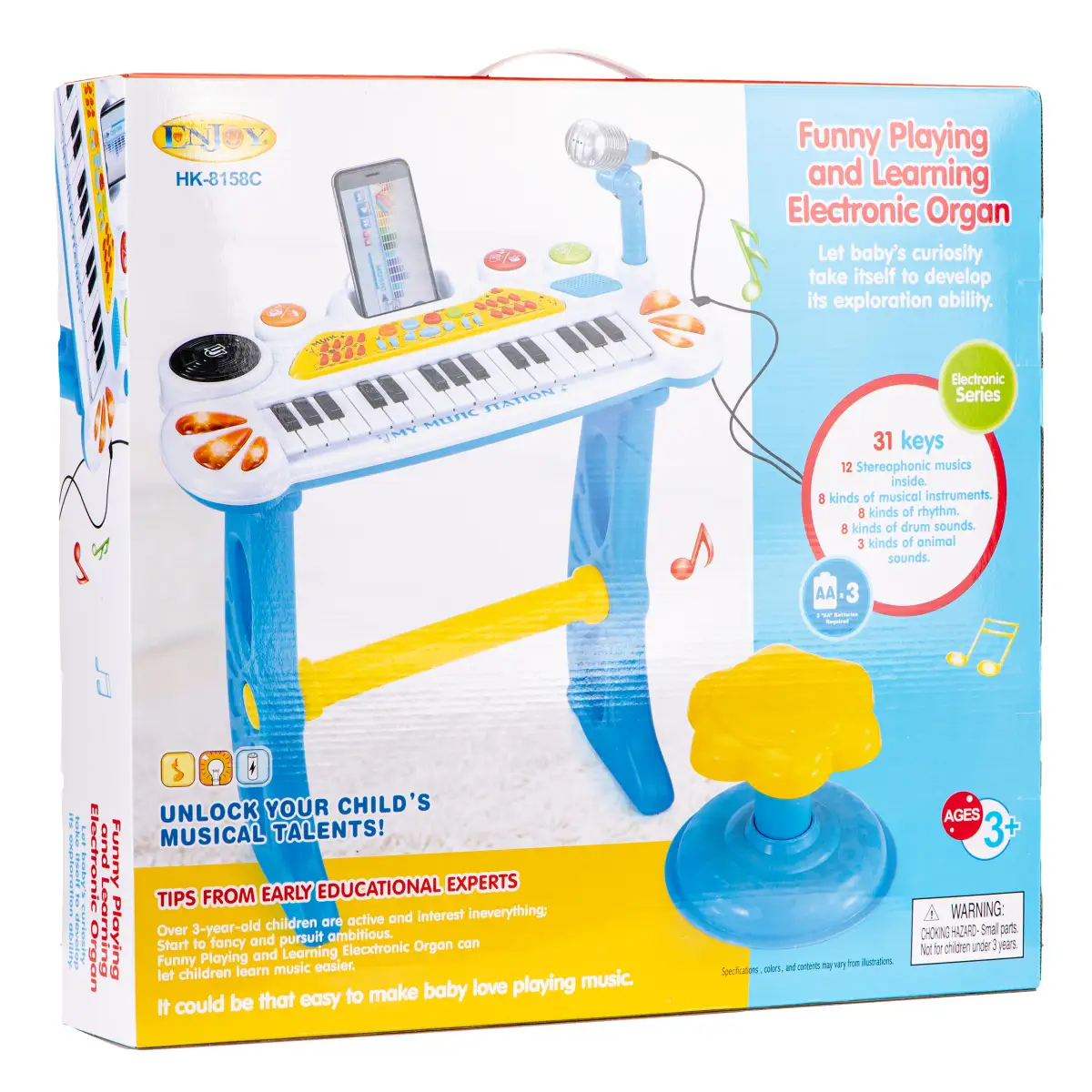 Keyboard organki pianinko z mikrofonem mp3 niebieskie - obrazek 6