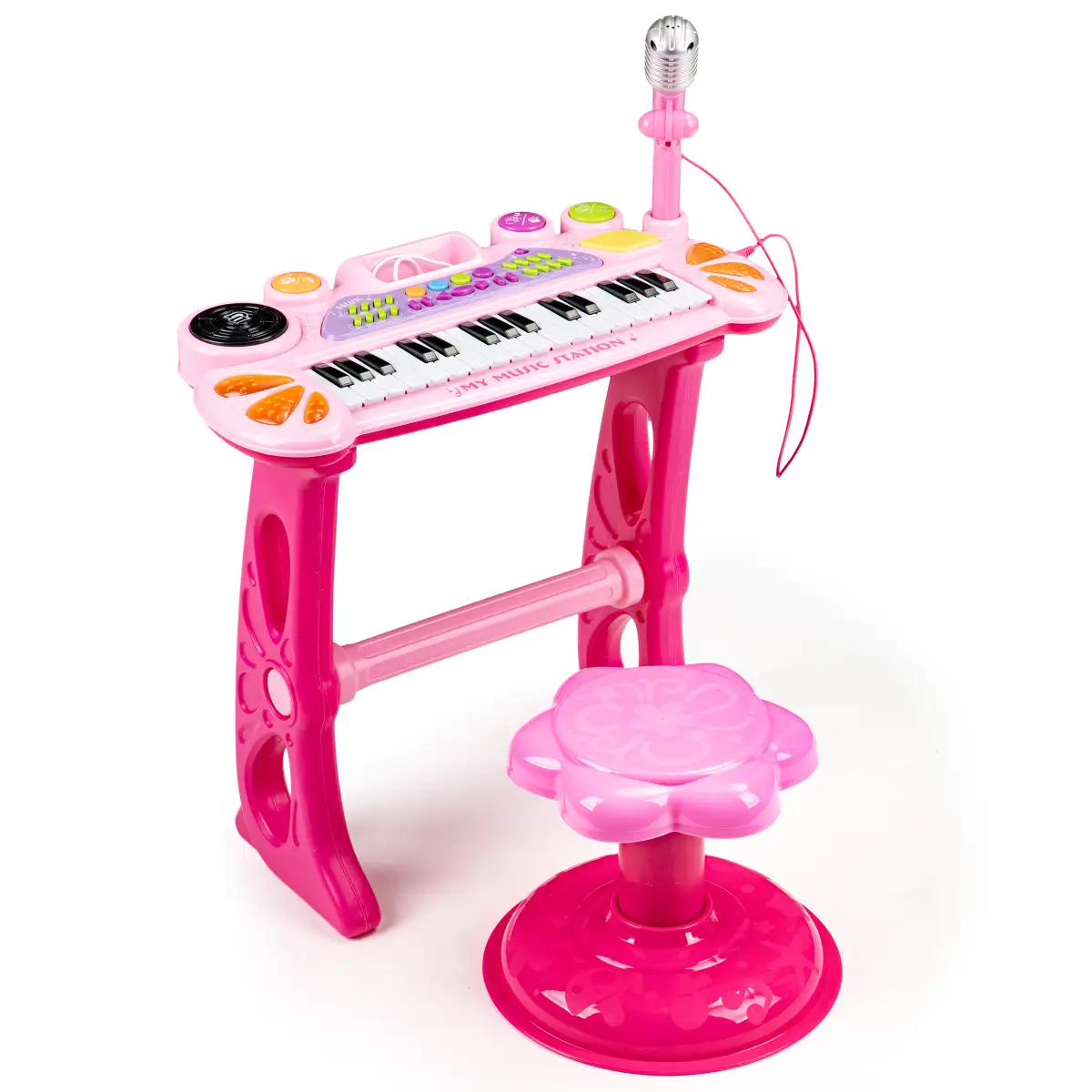 Keyboard organki pianinko z mikrofonem mp3 różowe - obrazek 2
