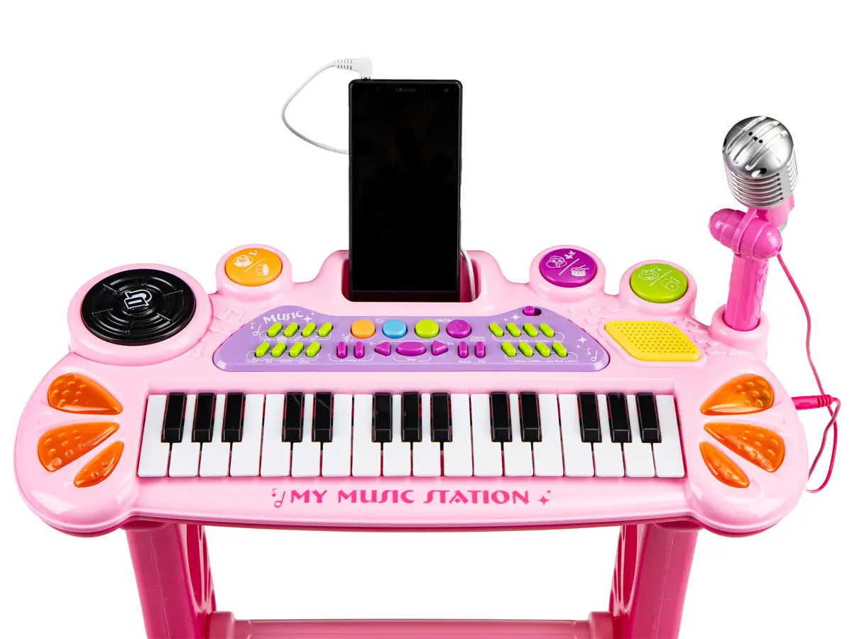 Keyboard organki pianinko z mikrofonem mp3 różowe - obrazek 4