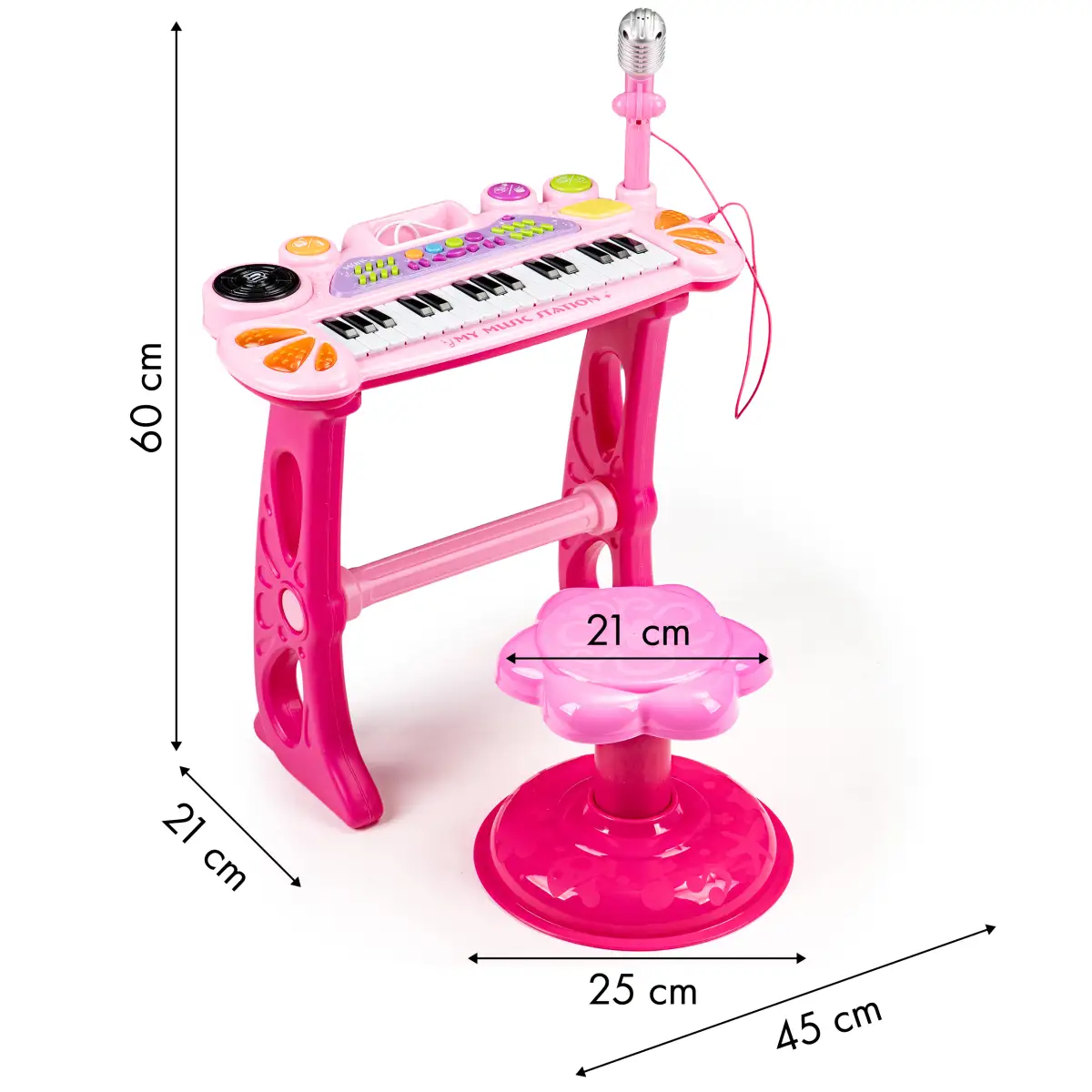 Keyboard organki pianinko z mikrofonem mp3 różowe - obrazek 5