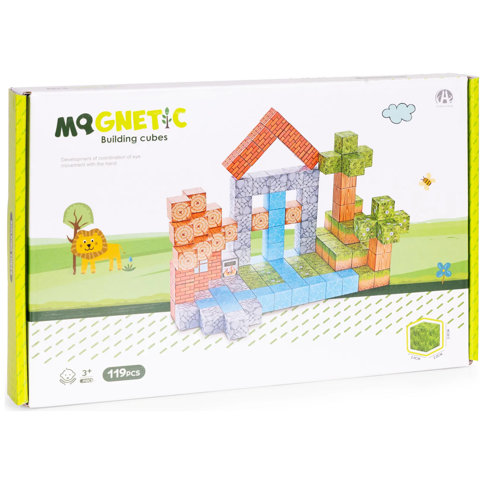 Klocki magnetyczne konstrukcyjne zestaw dla dzieci 119 elementów sześciany - obrazek 10