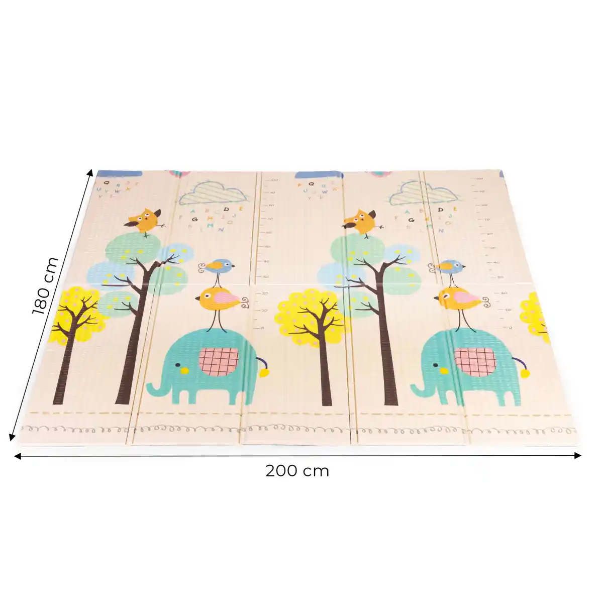 Mata piankowa dla dzieci 200x180 cm edukacyjna dwustronna składana miarka wzrostu alfabet ECOTOYS - obrazek 10