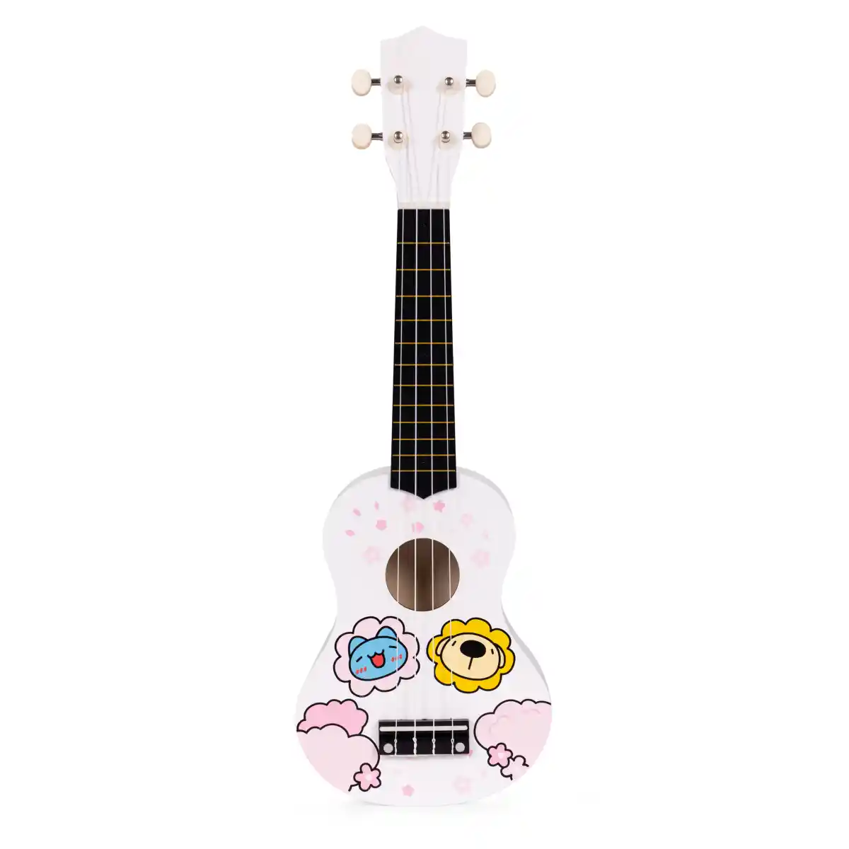 Gitara ukulele dla dzieci drewniana 4 struny nylonowe kostka do gry ECOTOYS - obrazek 2