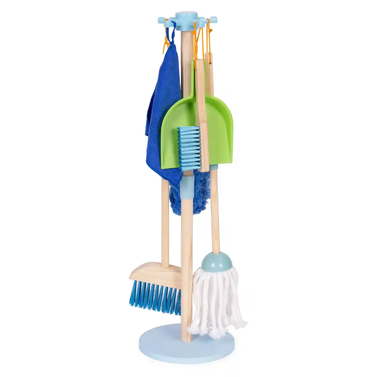 Drewniany zestaw do sprzątania dla dzieci mop zmiotka z szufelką 7 elementów ECOTOYS - obrazek 2