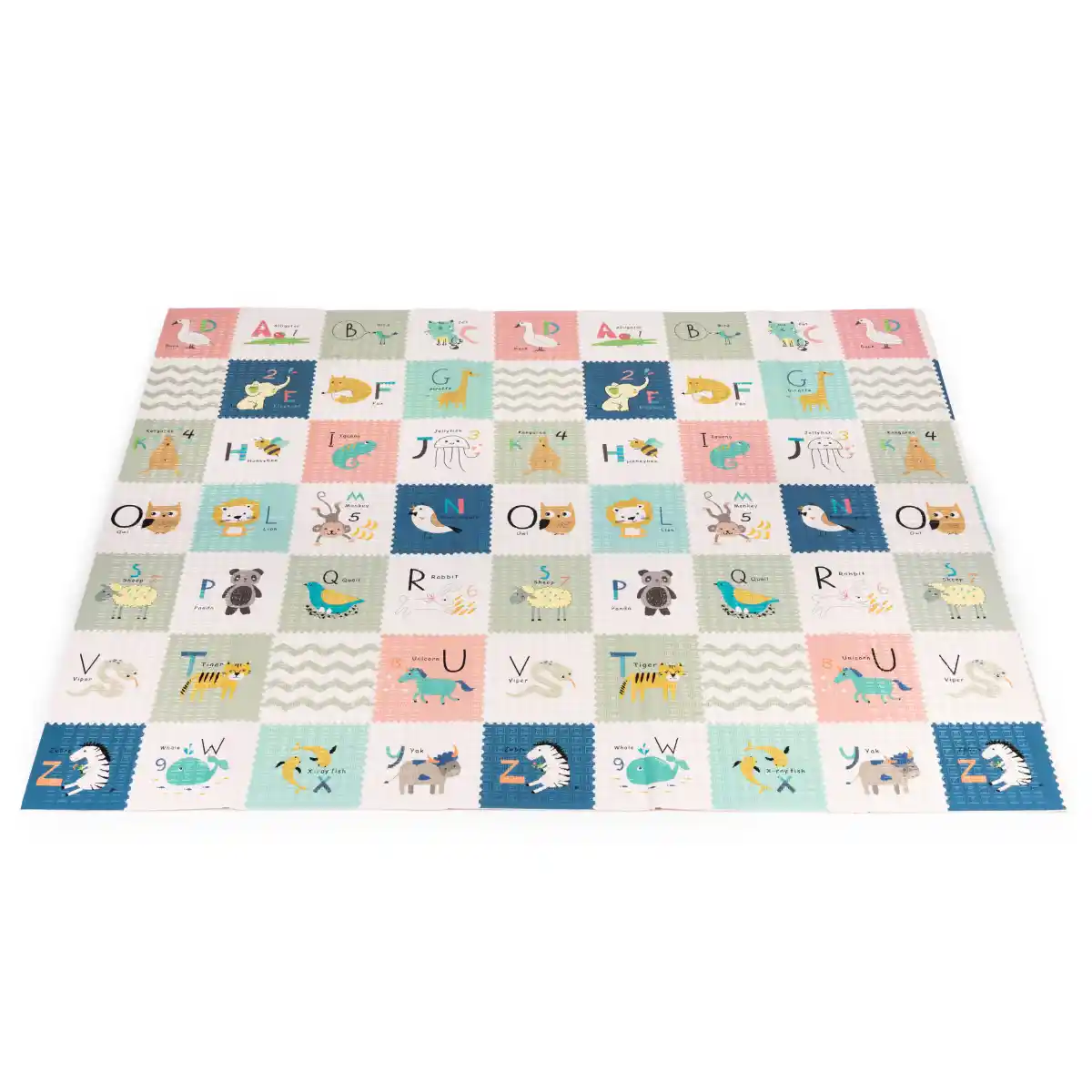 Mata piankowa dla dzieci 200x180 cm edukacyjna dwustronna składana miarka wzrostu alfabet ECOTOYS - obrazek 2