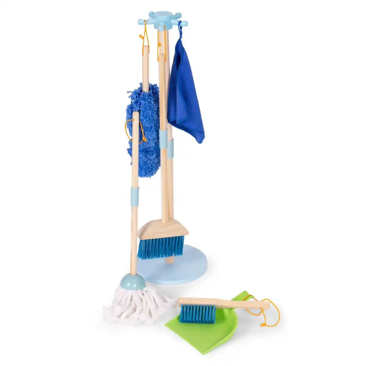 Drewniany zestaw do sprzątania dla dzieci mop zmiotka z szufelką 7 elementów ECOTOYS - obrazek 6