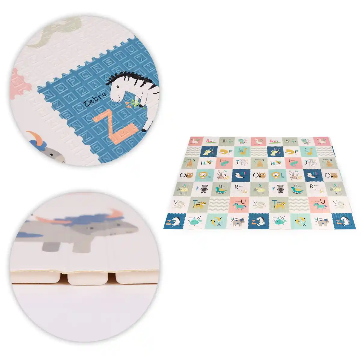 Mata piankowa dla dzieci 200x180 cm edukacyjna dwustronna składana miarka wzrostu alfabet ECOTOYS - obrazek 8