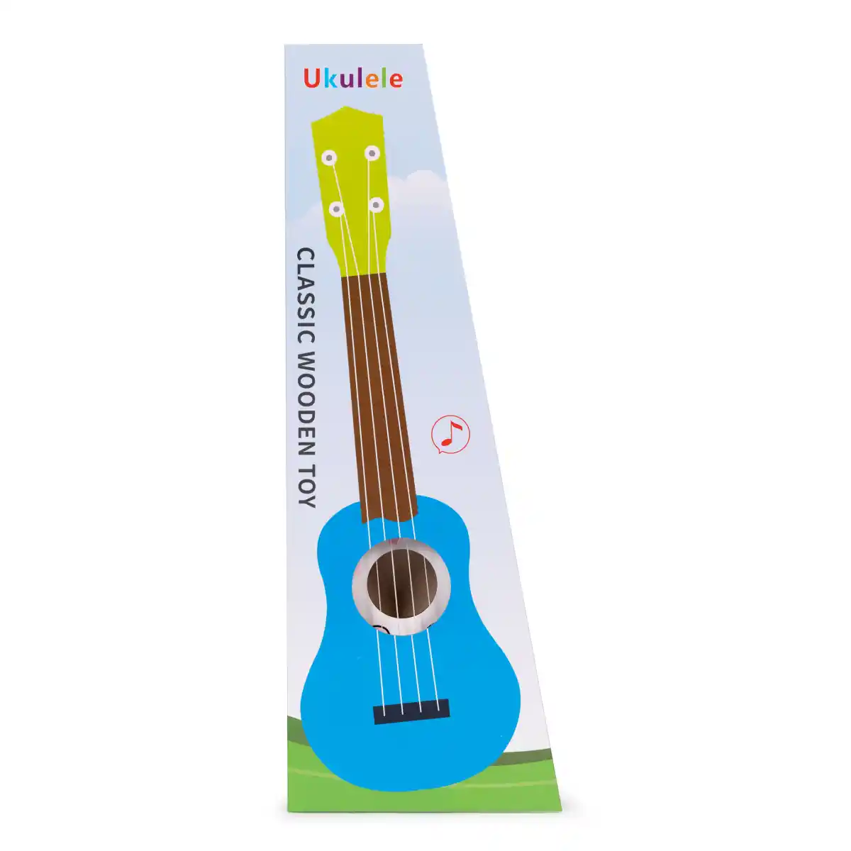 Gitara ukulele dla dzieci drewniana 4 struny nylonowe kostka do gry ECOTOYS - obrazek 9