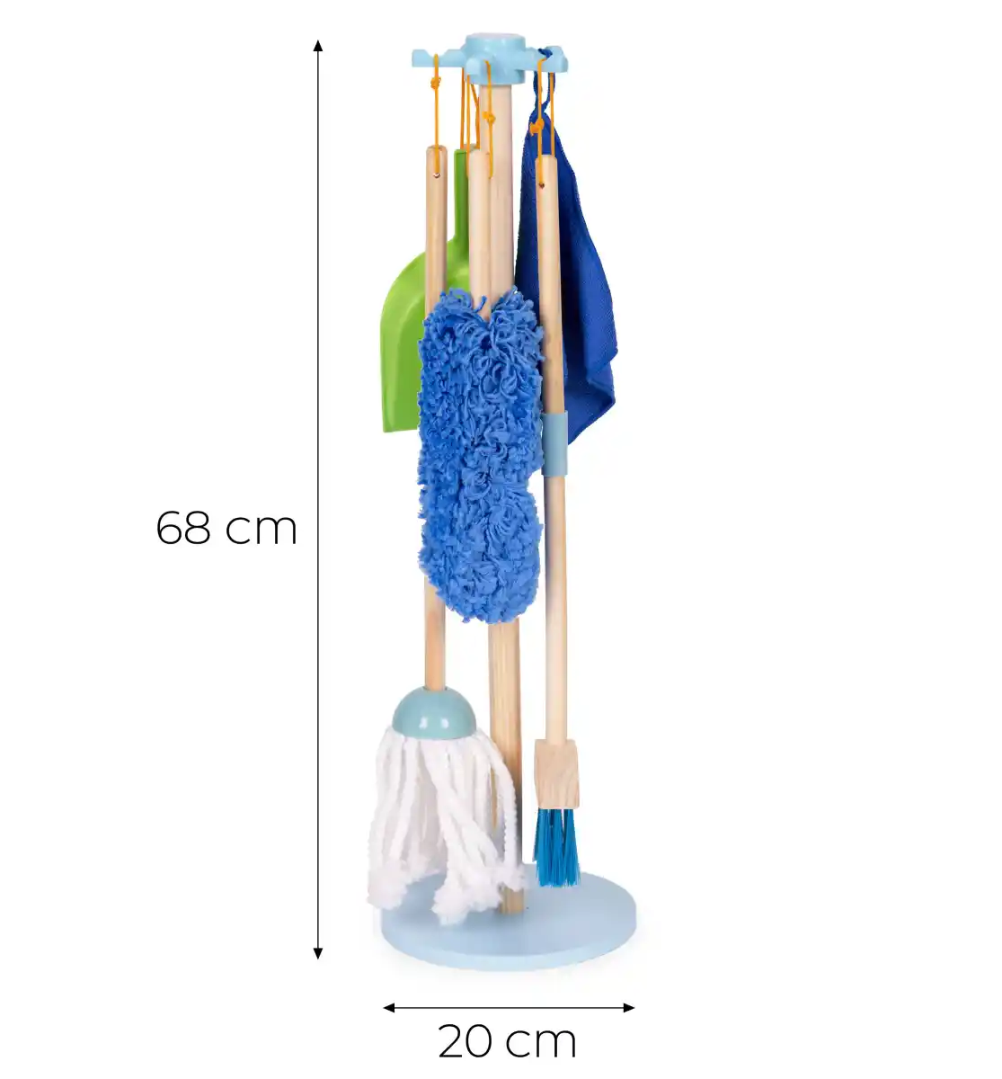 Drewniany zestaw do sprzątania dla dzieci mop zmiotka z szufelką 7 elementów ECOTOYS - obrazek 9