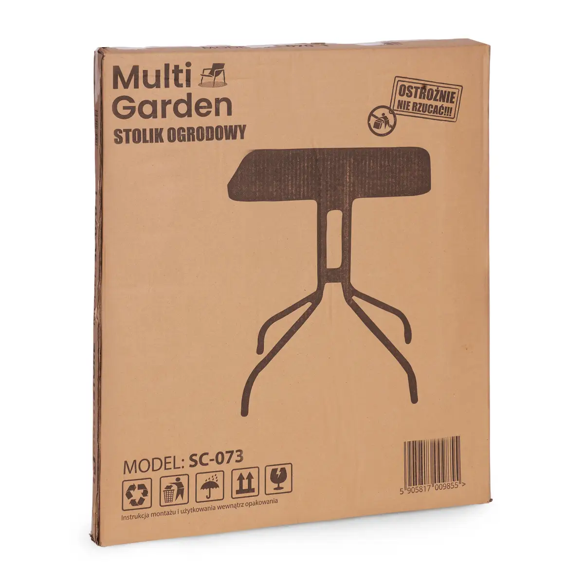 Stolik ogrodowy kwadratowy 80 cm szkło hartowane otwór na parasol czarny MultiGarden - obrazek 9