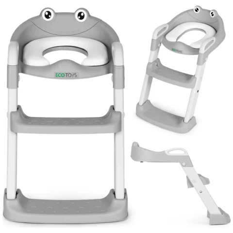 Nakładka na toaletę dla dzieci ze schodkami i drabinką szara ECOTOYS