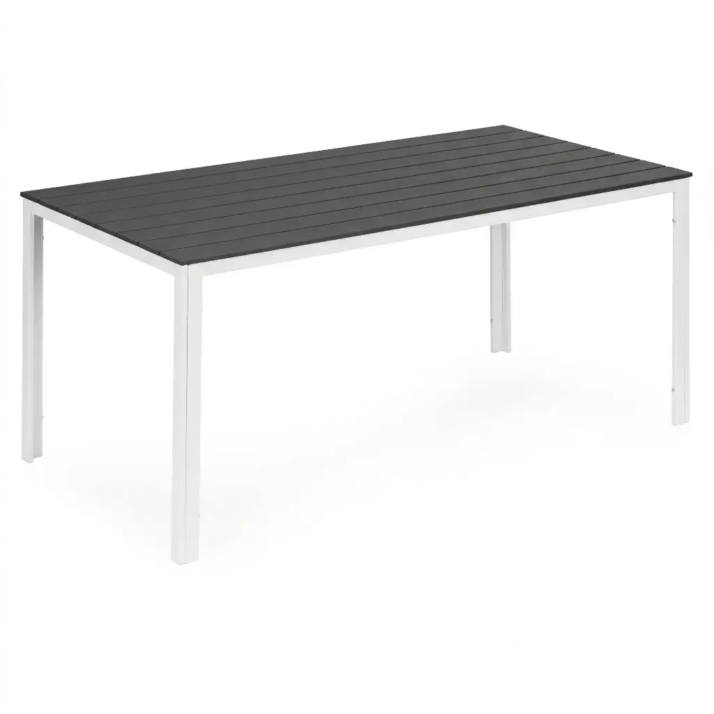 Stół ogrodowy 6-osobowy 156x78 cm polywood meble na taras szare białe MultiGarden - obrazek 5