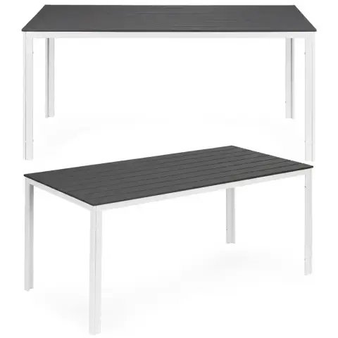 Stół ogrodowy 6-osobowy 156x78 cm polywood meble na taras szare białe MultiGarden
