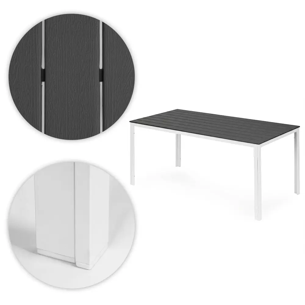 Stół ogrodowy 6-osobowy 156x78 cm polywood meble na taras szare białe MultiGarden - obrazek 7